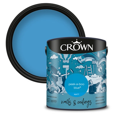 Crown Blue Walls & Ceilings Matt Emulsion Paint Peek-A-Boo - 2.5L Large B&Q