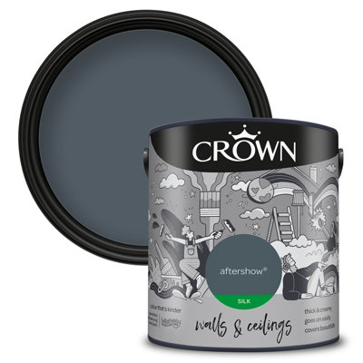 Crown Walls & Ceilings Silk Emulsion Paint Aftershow2.5L from B&Q