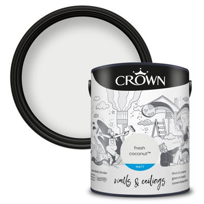 Crown Walls & Ceilings Fresh Coconut Matt Emulsion Paint 5L - Image 4