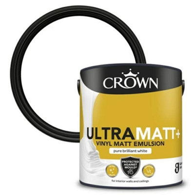 Crown Ultra Matt Vinyl Matt Emulsion Brilliant White Mould Protection 2.5L from B&Q