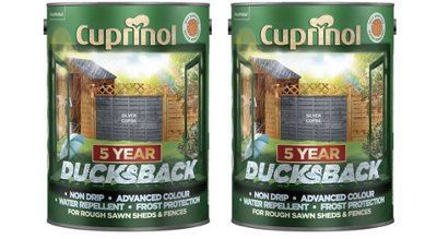 Cuprinol 5 Year Ducksback Shed & Fence Treatment Silver Copse 5L Pack Of 2