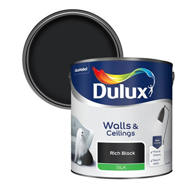 Dulux Walls & Ceilings Rich Black Silk Emulsion Paint2.5L from B&Q