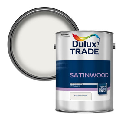 Dulux Trade Brilliant White Satinwood Multi-Surface Paint5L from B&Q