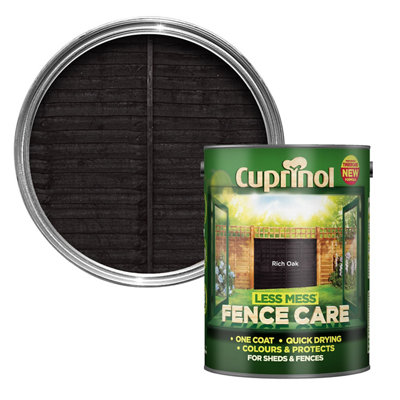 Cuprinol Less Mess Fence Care Rich Oak Matt Exterior Wood Paint, 5L