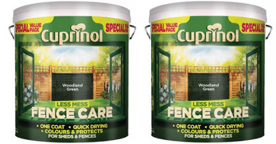 Cuprinol Less Mess Fence Care Woodland Green 6L Pack Of 2