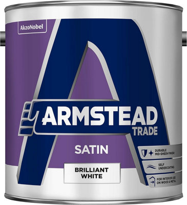 Armstead Trade Satin Finish Paint Brilliant White 2.5 Litres from B&Q