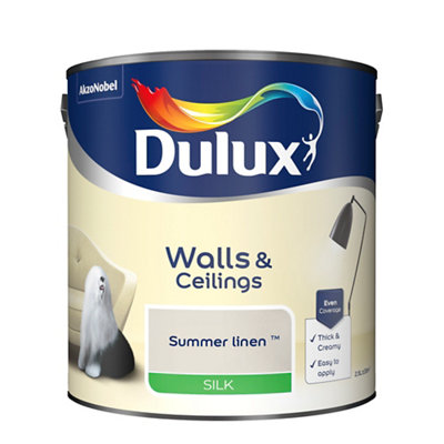 Dulux Walls & Ceilings Silk Wall & Ceiling Emulsion Paint, 2.5L Summer Linen