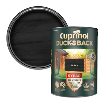 Cuprinol 5 Year Ducksback Black Matt Exterior Wood Paint, 5L