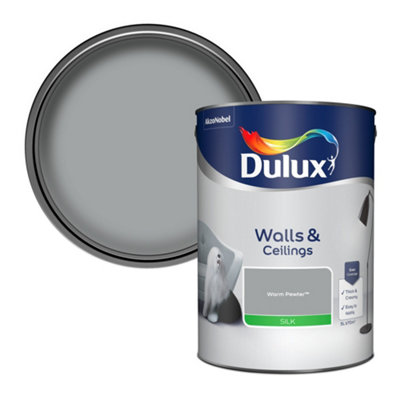 Dulux Walls & Ceilings Warm Pewter Silk Emulsion Paint 5L - Image 3