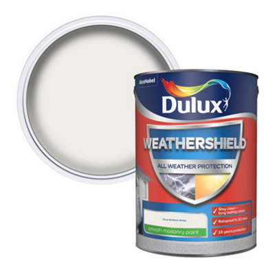 Dulux Weathershield Pure Brilliant White Smooth Matt Masonry Paint5L from B&Q