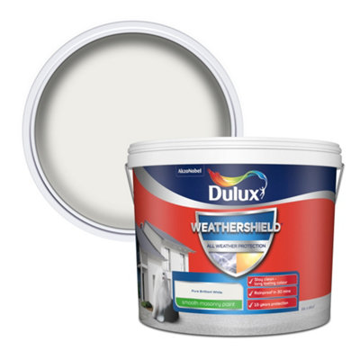 Dulux Weathershield Pure Brilliant White Smooth Matt Masonry Paint10L from B&Q