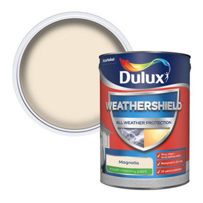 Dulux Weathershield Magnolia Smooth Matt Masonry Paint5L from B&Q