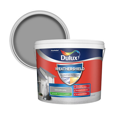 Dulux Weathershield Concrete Grey Smooth Matt Masonry Paint10L from B&Q