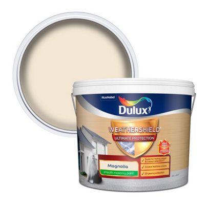 Dulux Weathershield Ultimate Magnolia Smooth Matt Masonry Paint10L from B&Q