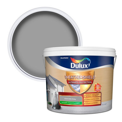 Dulux Weathershield Ultimate Concrete Grey Smooth Matt Masonry Paint10L from B&Q