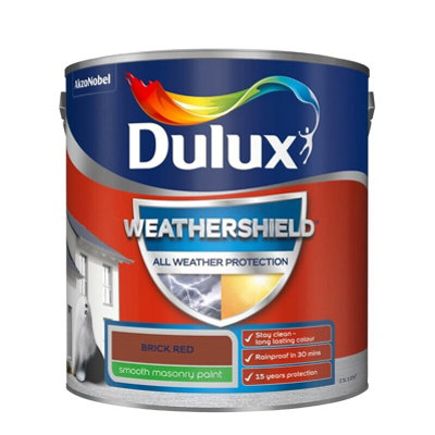 Dulux All Weather Protection Smooth Masonry2.5LBrick Red from B&Q