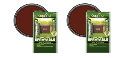 Cuprinol One Coat Sprayable Fence Treatment Autumn Brown 5L Pack Of 2