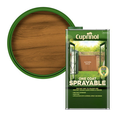 Cuprinol One Coat Sprayable Autumn Gold Matt Exterior Wood Paint, 5L