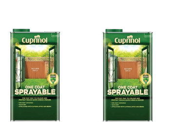 Cuprinol One Coat Sprayable Fence Treatment Autumn Gold 5L Pack Of 2