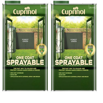 Cuprinol One Coat Sprayable Fence Treatment Forest Green 5L Pack Of 2