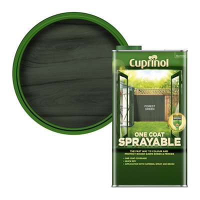 Cuprinol One Coat Sprayable Forest Green Matt Exterior Wood Paint, 5L