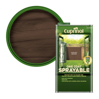 Cuprinol One Coat Sprayable Harvest Brown Matt Exterior Wood Paint, 5L-45939 