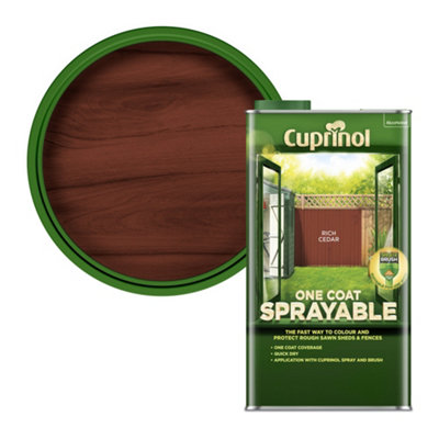 Cuprinol One Coat Sprayable Rich Cedar Matt Fence & Shed Treatment, 5L