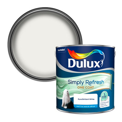 Dulux One Coat Pure Brilliant White Matt Emulsion Paint2.5L from B&Q