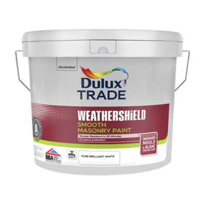 Dulux Trade Weathershield Pure Brilliant White Smooth Masonry Paint10L Tin from B&Q