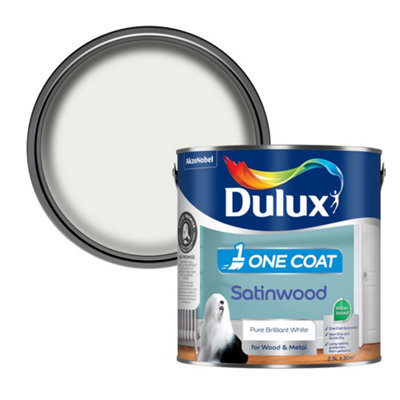 B&Q -  One Coat Pure Brilliant White Satinwood Interior Metal & Wood Paint2.5L