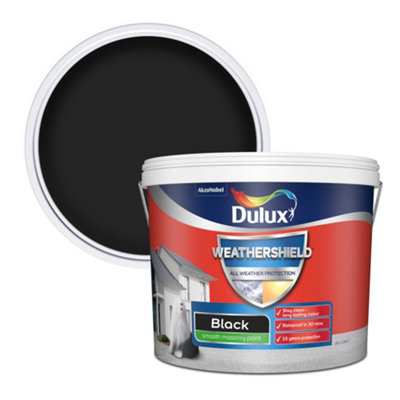 Dulux Weathershield All Weather Protection Black Smooth Matt Masonry Paint10L Tin from B&Q