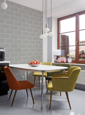 Crown Glittered London Tile Effect Grey Wallpaper M1123 from B&Q