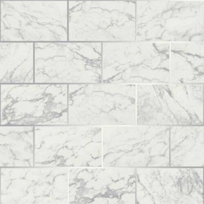 Crown Metro Brick Marble Silver Wallpaper M1509 from B&Q
