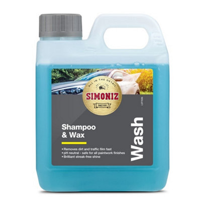Simoniz 2-In-1 Shampoo & Wax Ph Neutral Removes Dirt & Traffic Film 1 L from B&Q