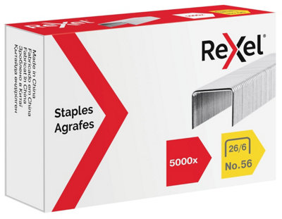 Rexel No.56 26/6 Staples For Standard StaplersFor Stapling Upto 20 SheetsUse With Desktop Staplers And Pliers5000 Count from B&Q