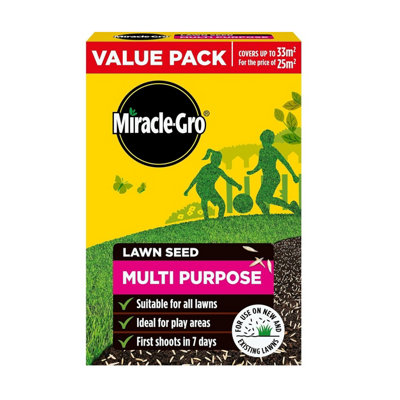 Miracle-Gro Multi Purpose Lawn Seed 33M2 Ryegrass Fine Fescues Grass Seed 1Kg from B&Q