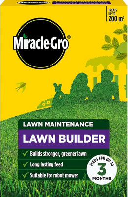 Miracle-Gro Lawn Builder Feed Nitrogen Fertiliser Strong Green Lawn 200M2 4Kg from B&Q