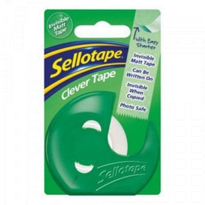 Sellotape Clever Tape Dispenser Roll Write-On Copier-Friendly Tearable 18mmx15M Matt Ref 1444505 Pack 6 from B&Q