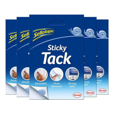 Sellotape Sticky Tack For Home & OfficeReusable Blue Tack Adhesive45G5Pack from B&Q