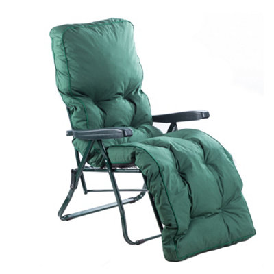 Alfresia Relaxer Garden ChairGreen Frame With Classic Green Cushion from B&Q