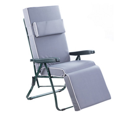 Alfresia Garden Relaxer ChairGreen FrameGrey With Luxury Thick Foam Filling from B&Q