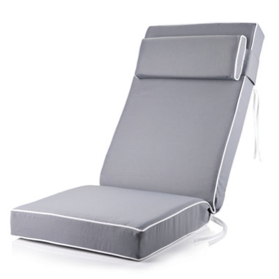 Alfresia Replacement Grey Garden Recliner Chair Cushion With Luxury Thick Foam Filling from B&Q