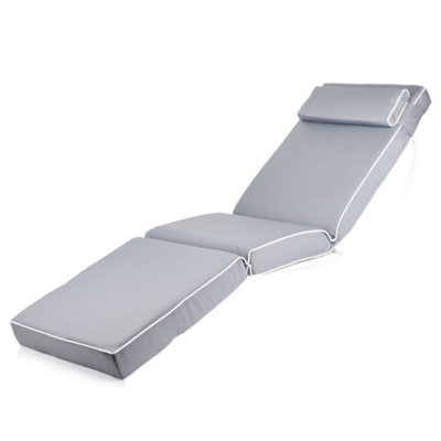 Alfresia Replacement Grey Sun Lounger Chair Garden Cushion With Luxury Thick Foam Filling from B&Q