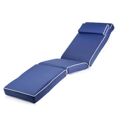 Alfresia Replacement Blue Sun Lounger Chair Garden Cushion With Luxury Thick Foam Filling from B&Q