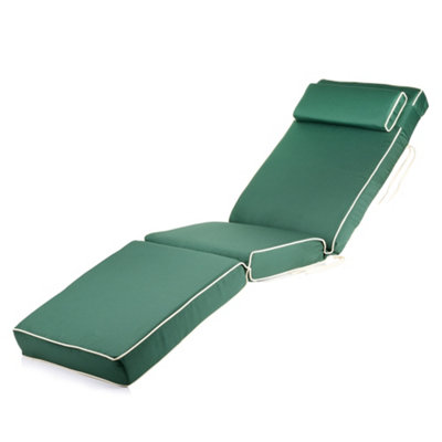 Alfresia Green Sun Lounger Chair Garden Cushion With Luxury Thick Foam Filling from B&Q