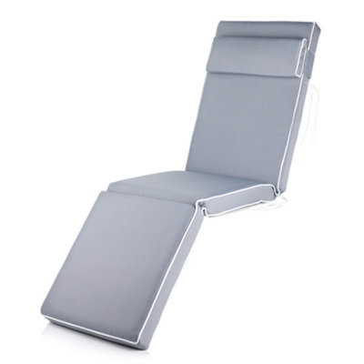 Alfresia Grey Steamer Deck Chair Garden Cushion With Luxury Thick Foam Filling from B&Q
