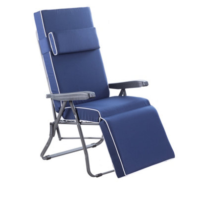Alfresia Relaxer Chair With Navy Blue Luxury Thick Foam FillingCharcoal Frame from B&Q