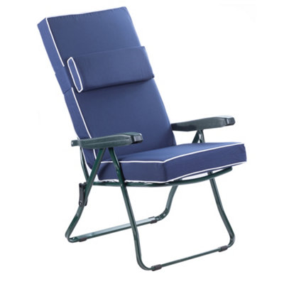 Alfresia Recliner Garden ChairCharcoal FrameNavy Blue Luxury Thick Foam Filling from B&Q
