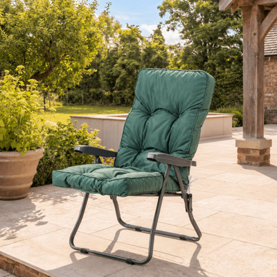 Alfresia Charcoal Recliner Chair With Classic Green Cushion from B&Q