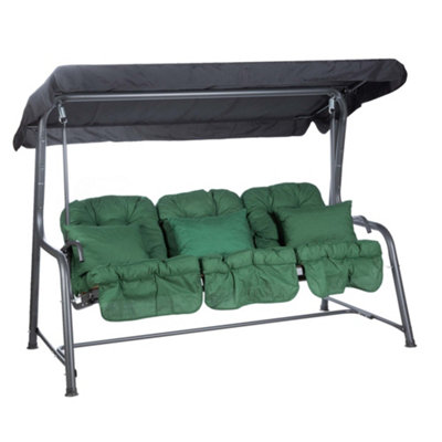 Alfresia Roma Swing SeatCharcoal FrameClassic Green Cushions from B&Q
